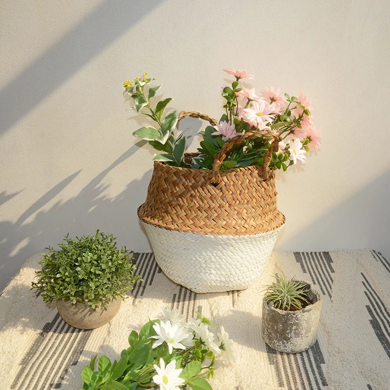 Handwoven Seagrass Storage Baskets-Decorative and Versatile Woven Bins