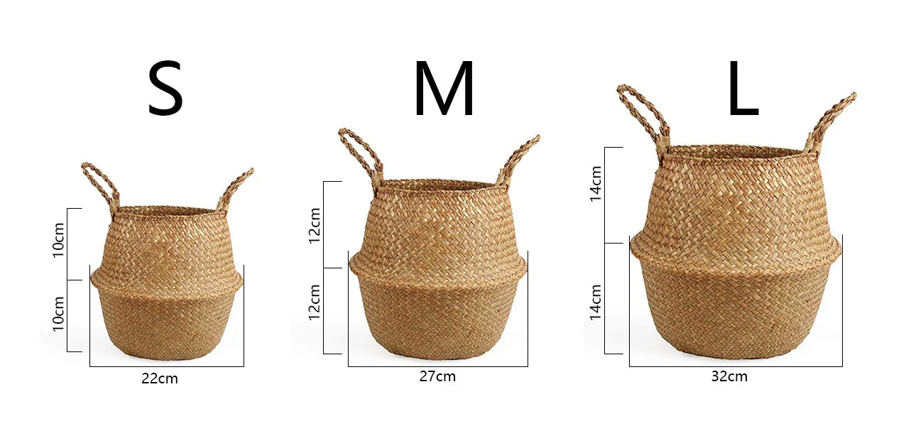 Handwoven Seagrass Storage Baskets-Decorative and Versatile Woven Bins