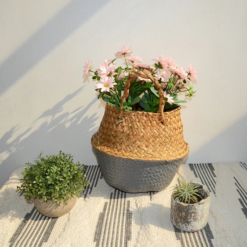 Handwoven Seagrass Storage Baskets-Decorative and Versatile Woven Bins