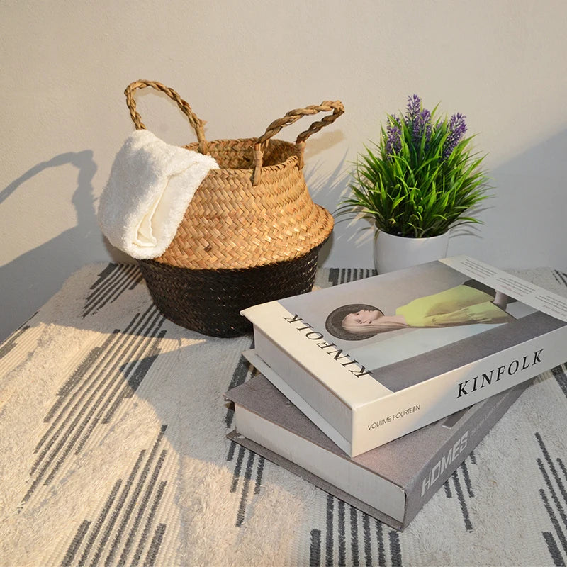 Handwoven Seagrass Storage Baskets-Decorative and Versatile Woven Bins