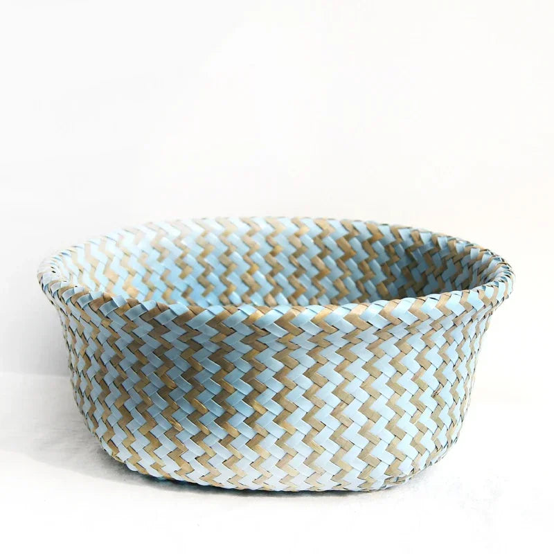 Handwoven Seagrass Storage Baskets-Decorative and Versatile Woven Bins