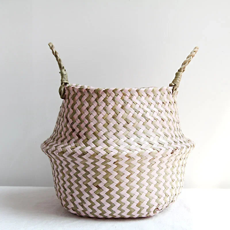 Handwoven Seagrass Storage Baskets-Decorative and Versatile Woven Bins