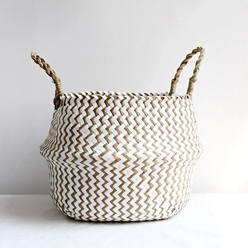 Handwoven Seagrass Storage Baskets-Decorative and Versatile Woven Bins