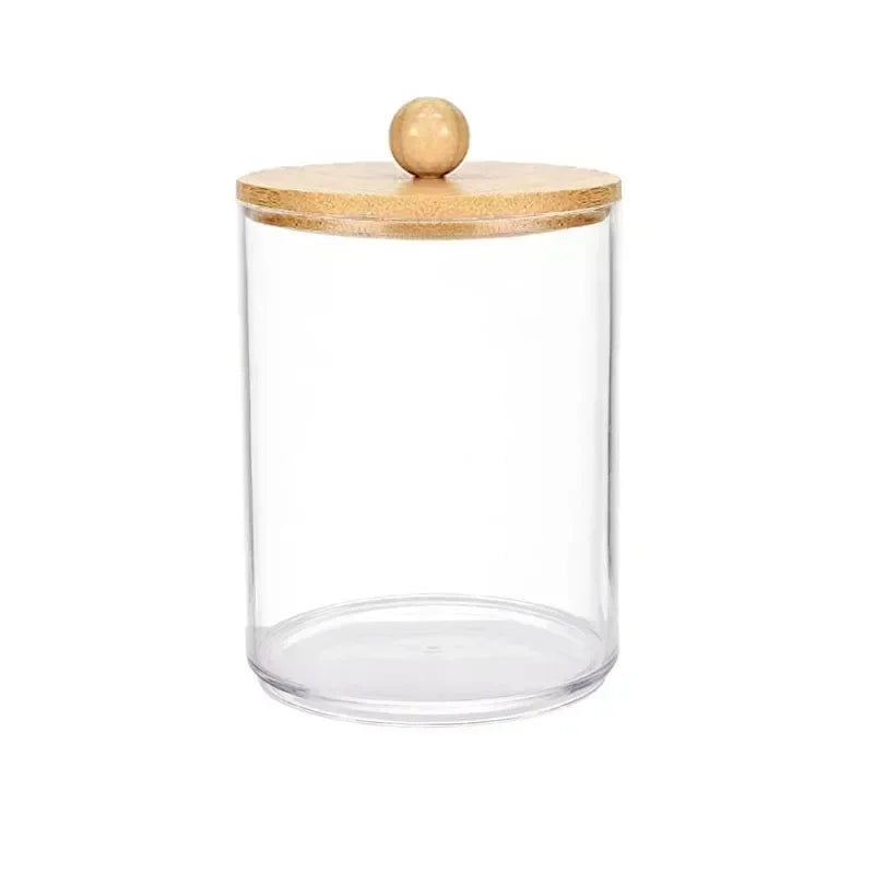 Storage Organizer Holder Canister Apothecary Jars with Lid for Cotton Rounds Acrylic Cosmetic Candy Snacks Desktop Storage Box