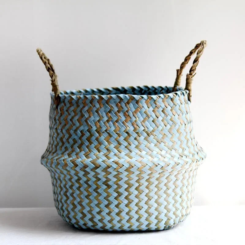 Handwoven Seagrass Storage Baskets-Decorative and Versatile Woven Bins