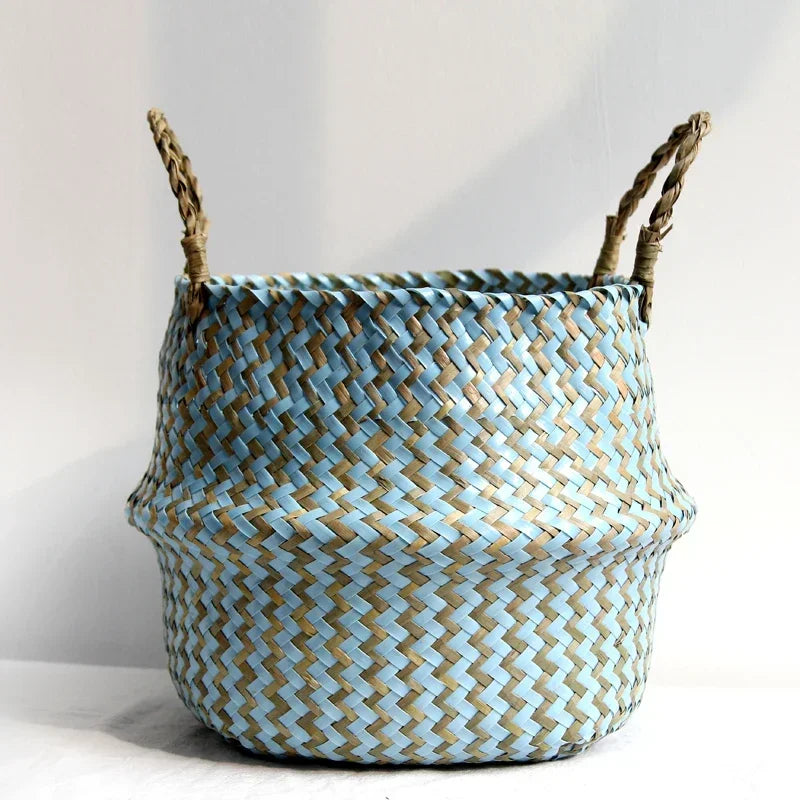 Handwoven Seagrass Storage Baskets-Decorative and Versatile Woven Bins