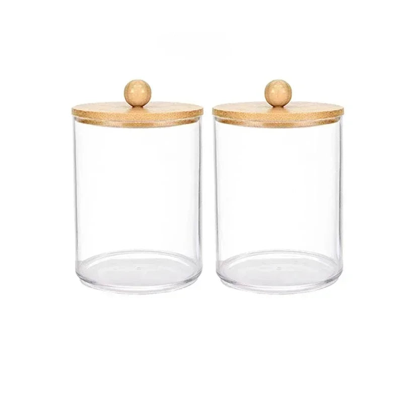 Storage Organizer Holder Canister Apothecary Jars with Lid for Cotton Rounds Acrylic Cosmetic Candy Snacks Desktop Storage Box