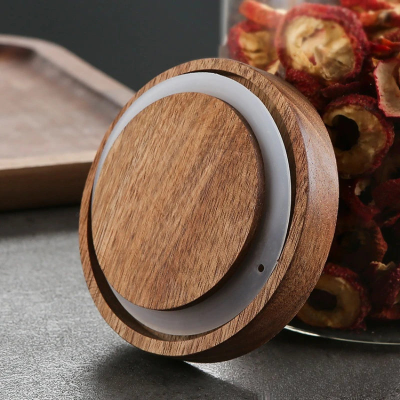 Rustic Glass Storage Jar with Wooden Lid for Pantry Essentials